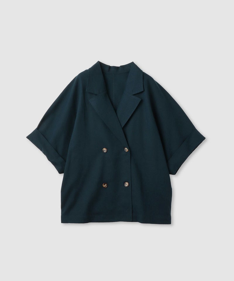 Idnes レーヨン麻混ハーフスリーブジャケット レディース商品画像-2