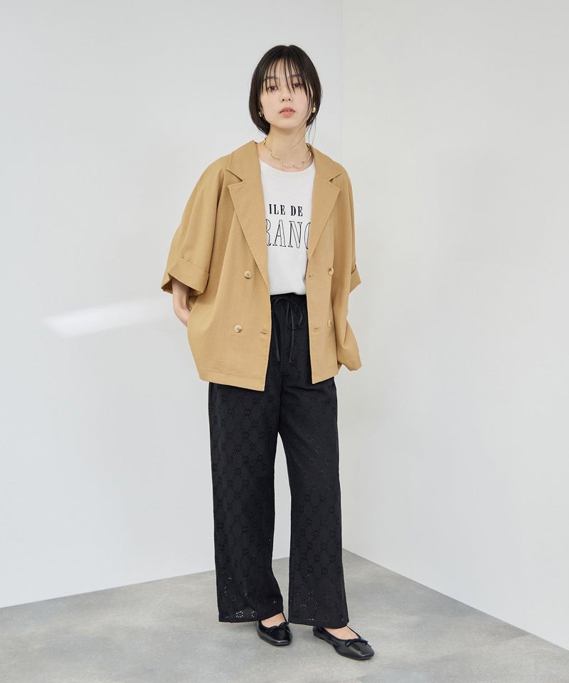 Idnes レーヨン麻混ハーフスリーブジャケット レディース商品画像-9