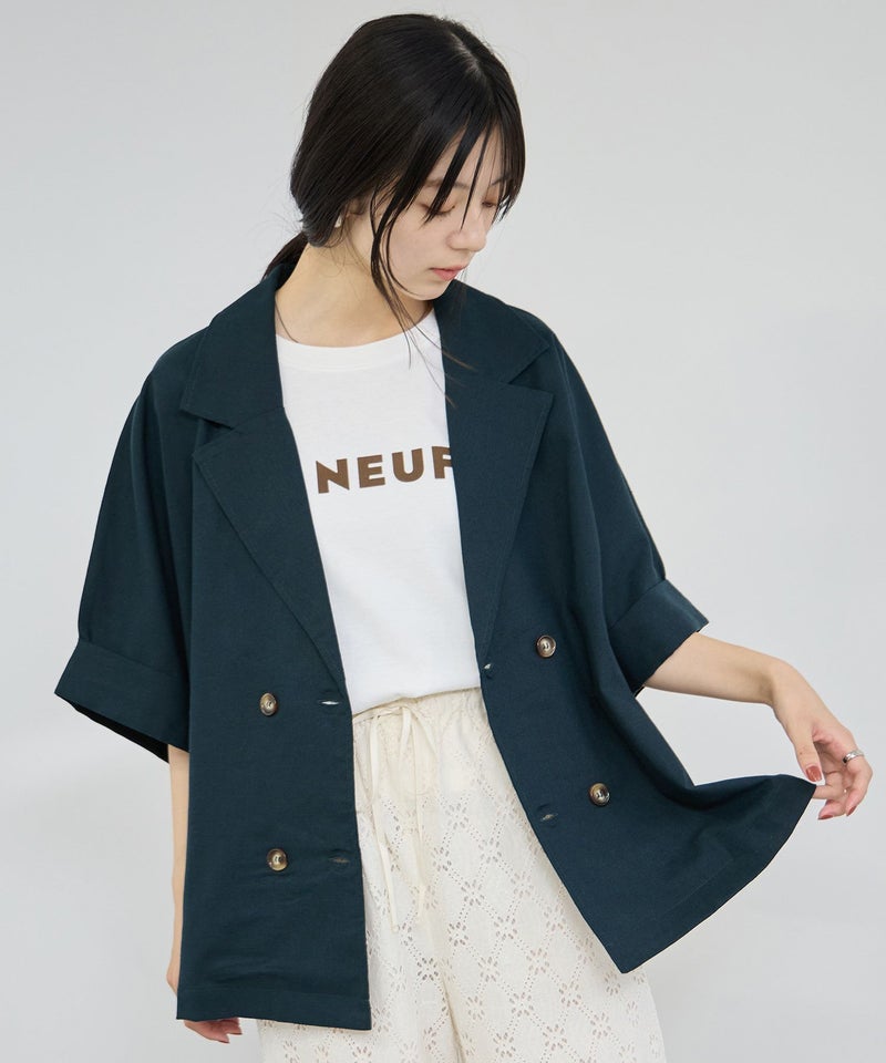 Idnes レーヨン麻混ハーフスリーブジャケット レディース商品画像-10
