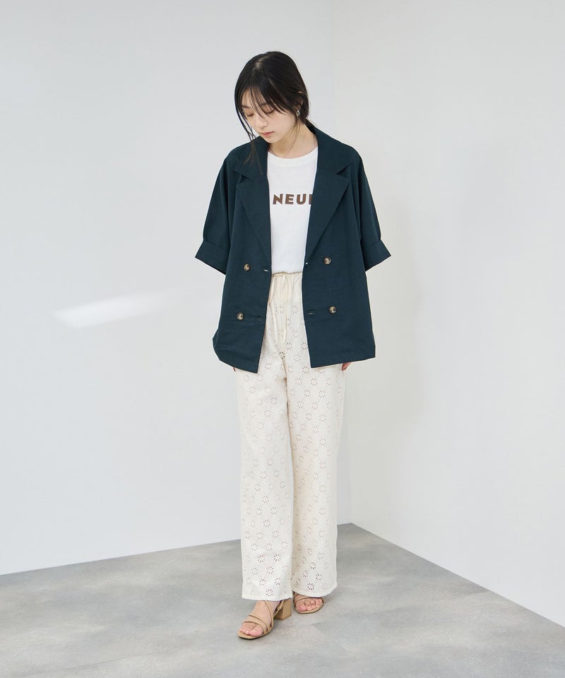 Idnes レーヨン麻混ハーフスリーブジャケット レディース商品画像-12