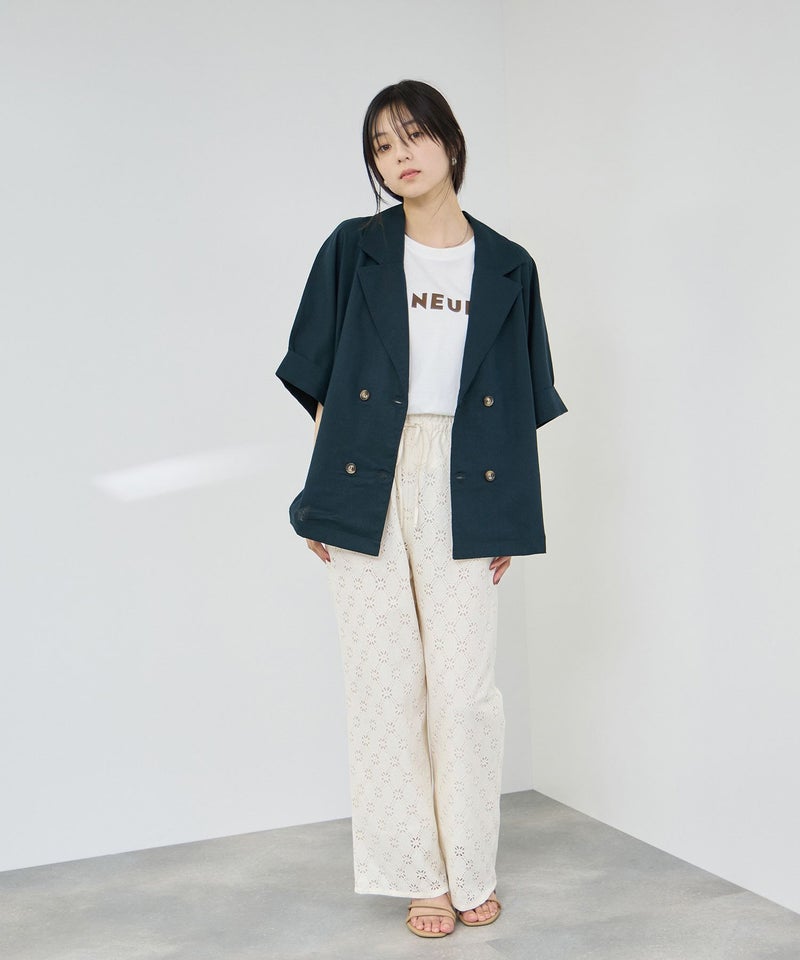 Idnes レーヨン麻混ハーフスリーブジャケット レディース商品画像-13