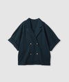  Idnes レーヨン麻混ハーフスリーブジャケット レディース