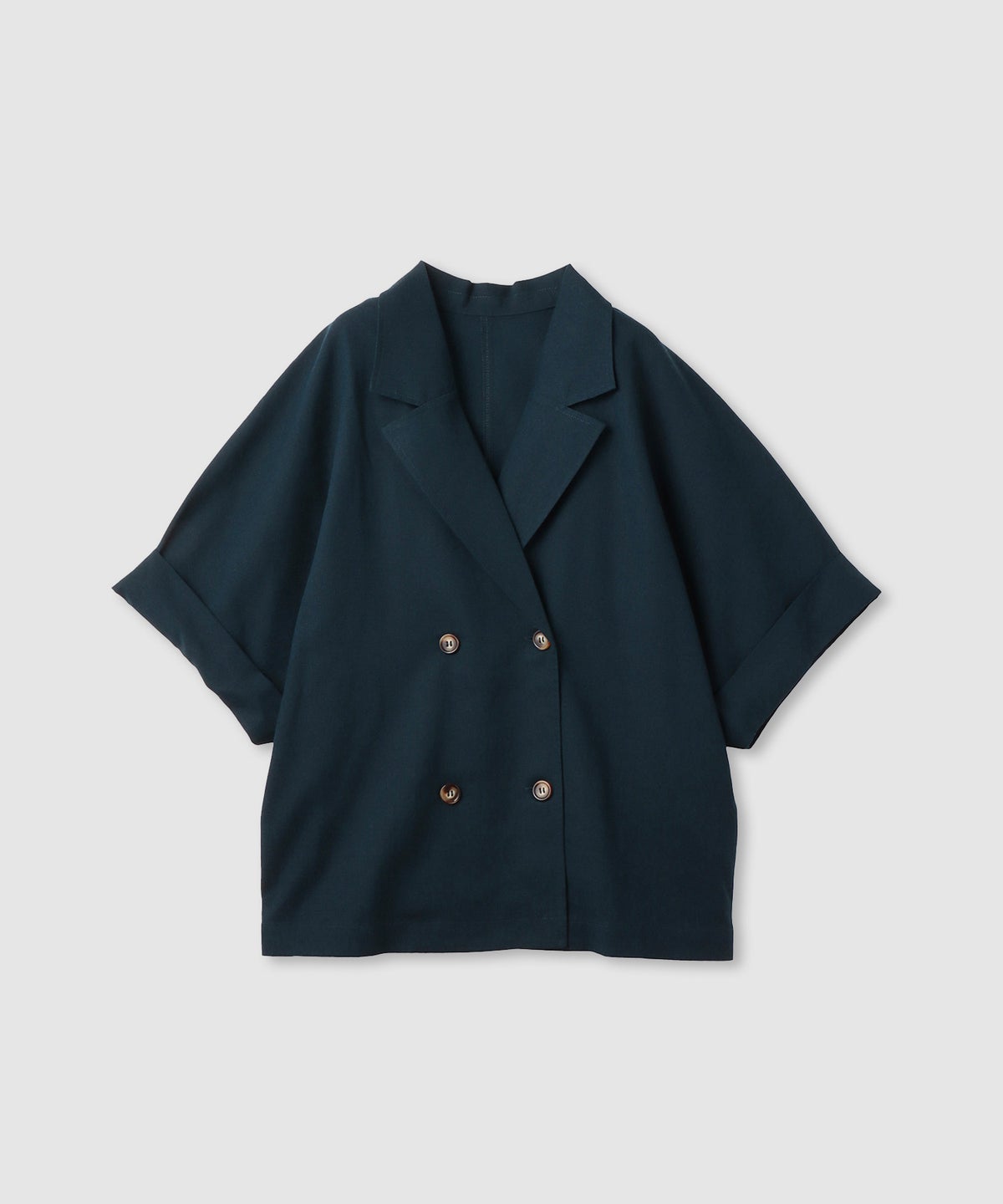  Idnes レーヨン麻混ハーフスリーブジャケット レディース