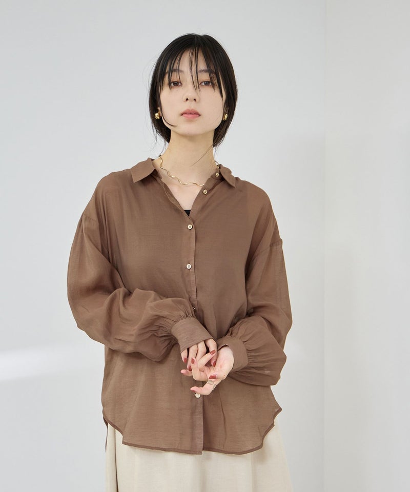 Idnes シアーレギュラーカラーシャツ レディース商品画像-1