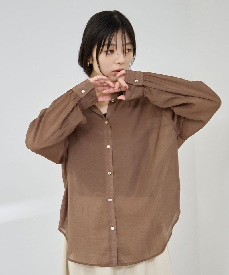 Idnes シアーレギュラーカラーシャツ レディース商品画像-4