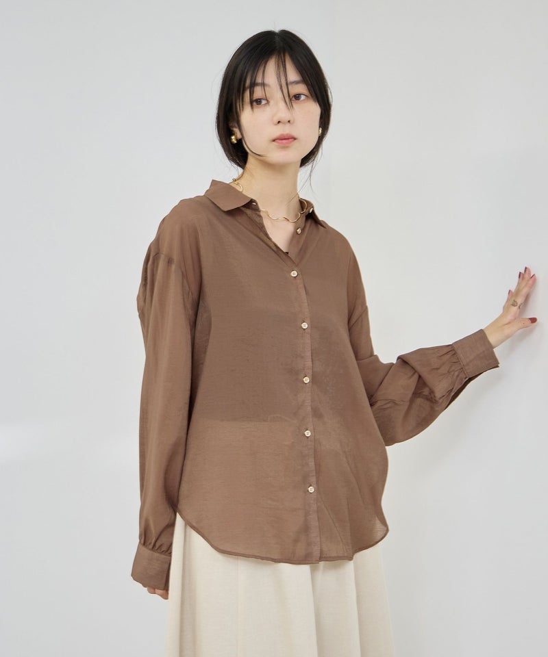 Idnes  シアーレギュラーカラーシャツ レディース商品画像-5