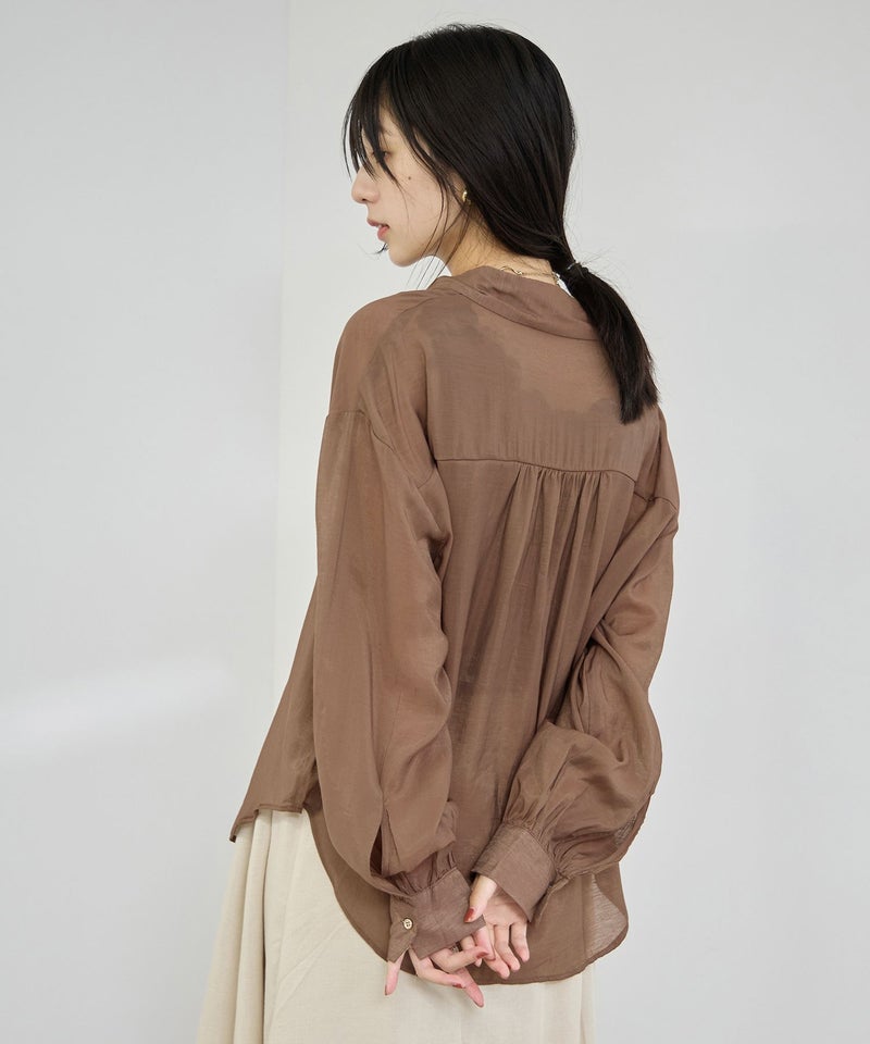 Idnes シアーレギュラーカラーシャツ レディース商品画像-7