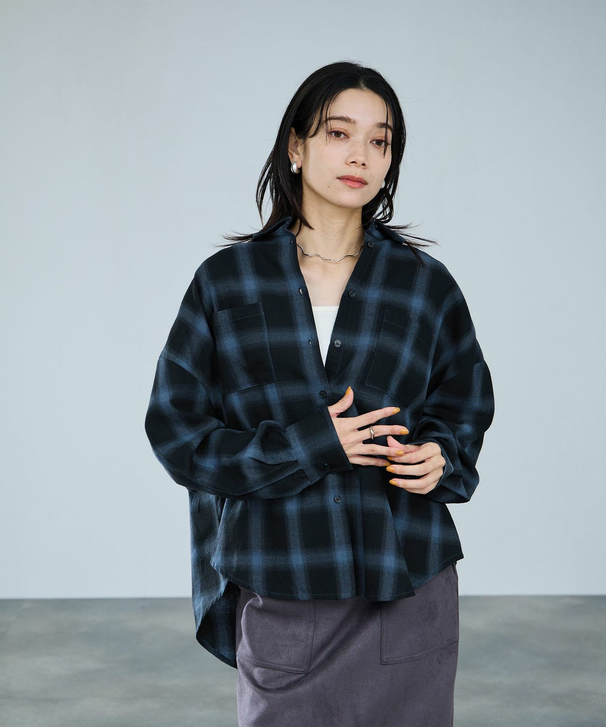 milli de l'air オンブレーチェックシャツ レディース