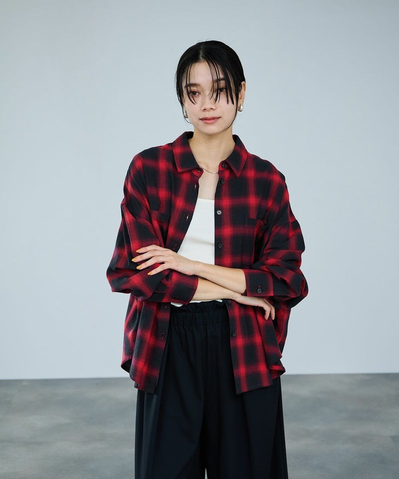 milli de l'air オンブレーチェックシャツ レディース商品画像-3