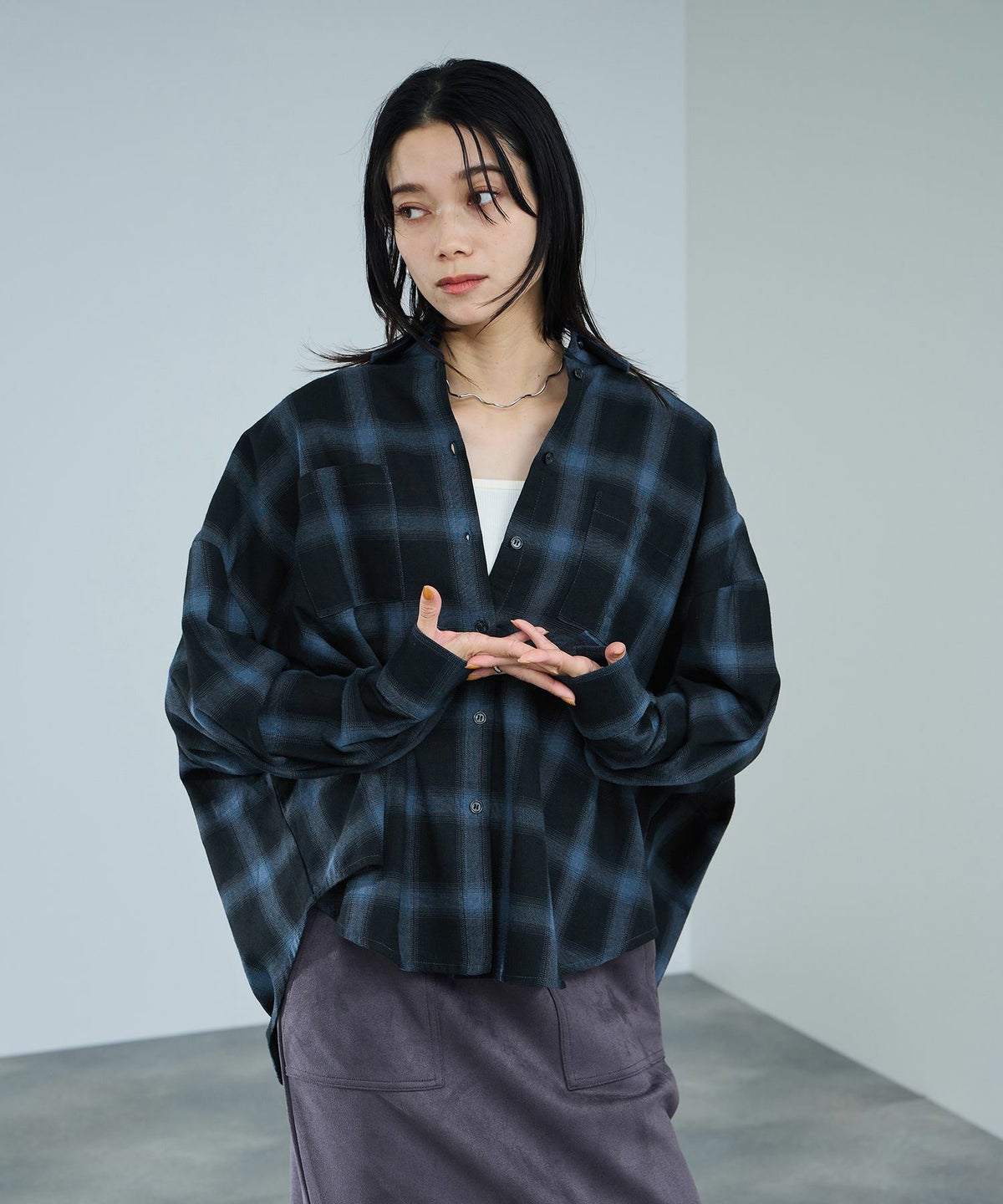 milli de l'air オンブレーチェックシャツ レディース