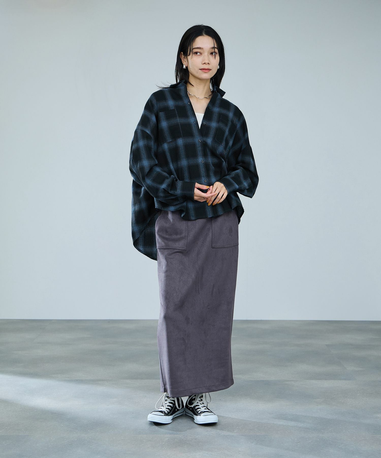 milli de l'air オンブレーチェックシャツ レディース
