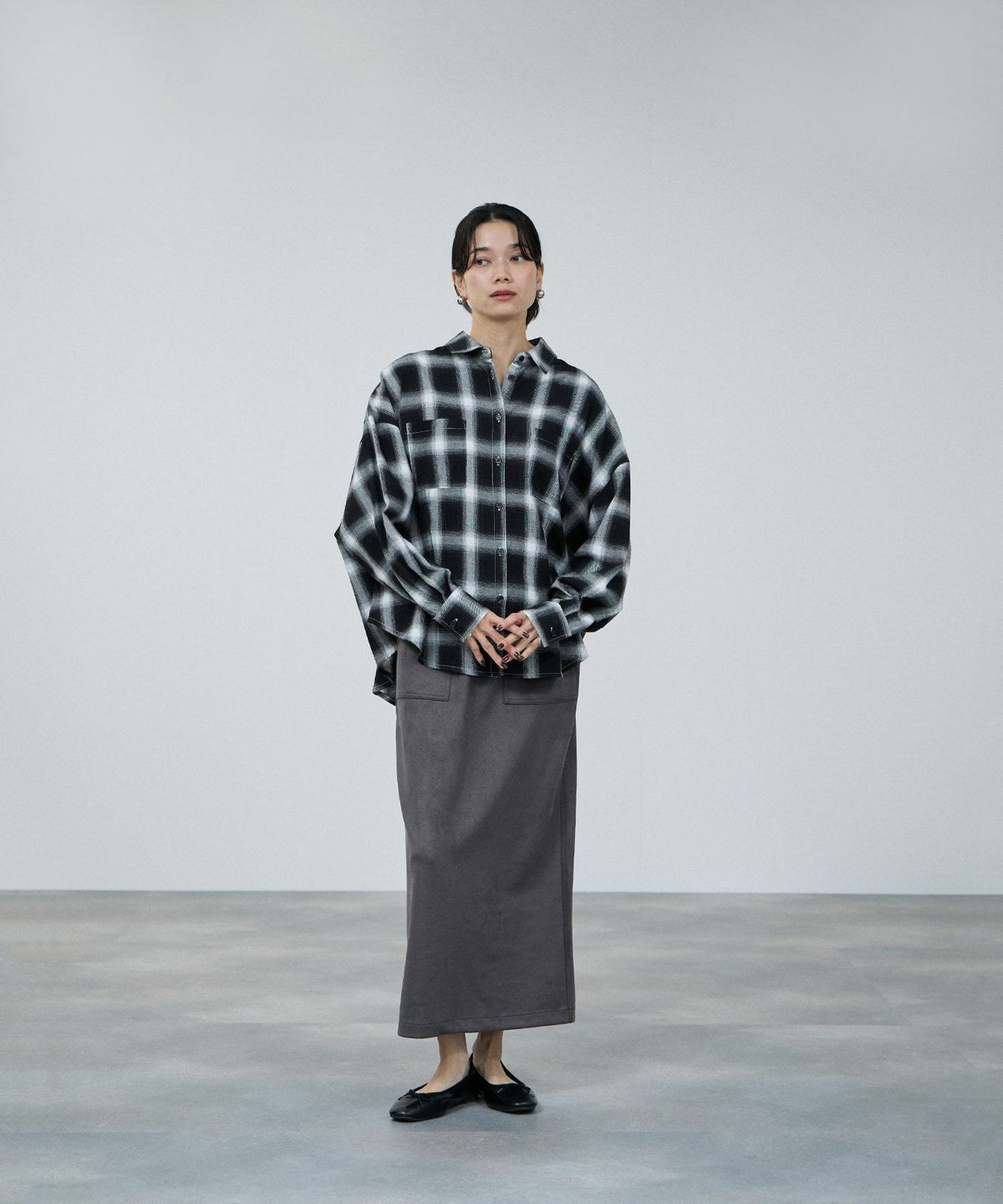 milli de l'air オンブレーチェックシャツ レディース