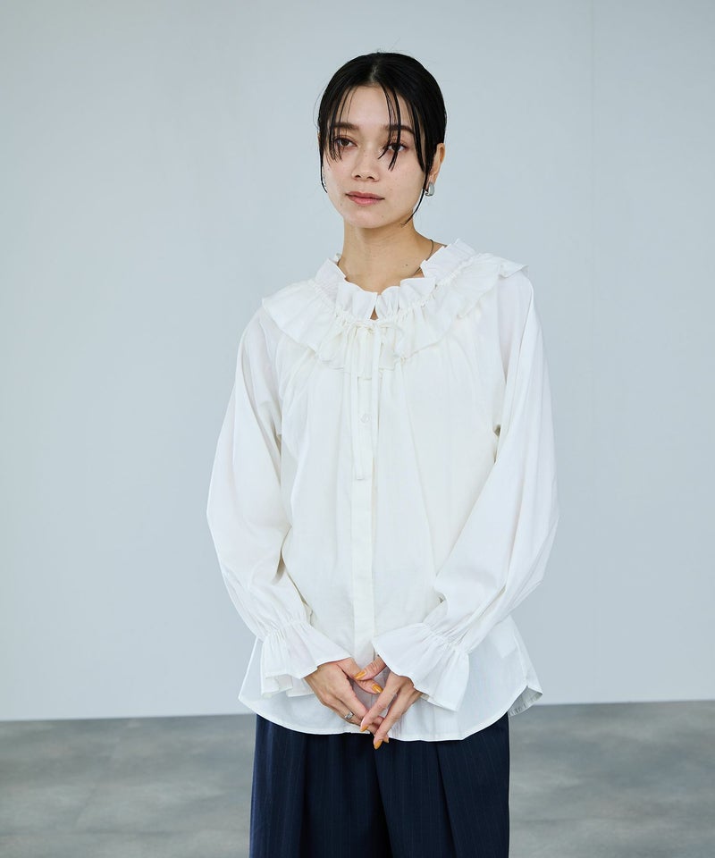 milli de l'air フリルネックボウタイブラウス レディース商品画像-2