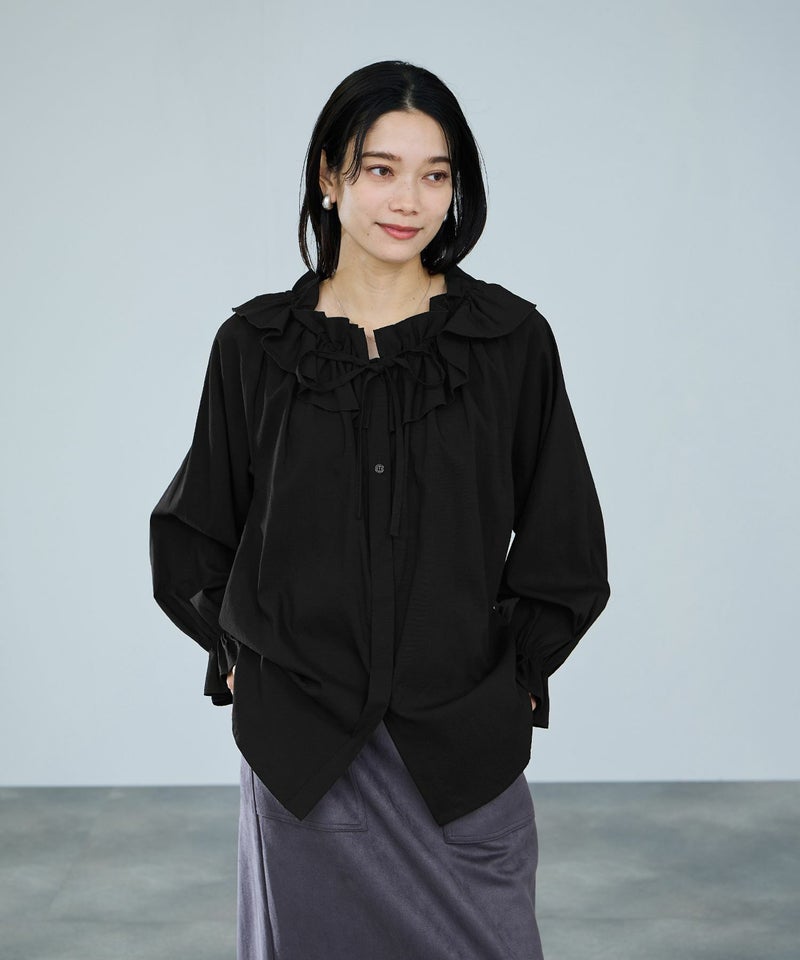 milli de l'air フリルネックボウタイブラウス レディース商品画像-3