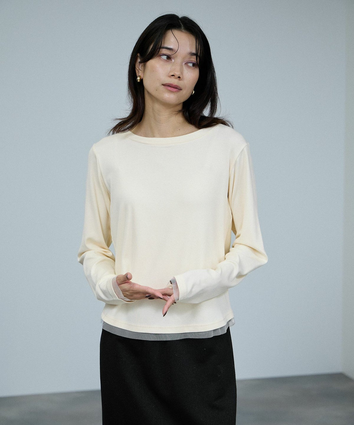 milli de l'air チュールトリムテレコ長袖Tシャツ レディース メール便 対応商品