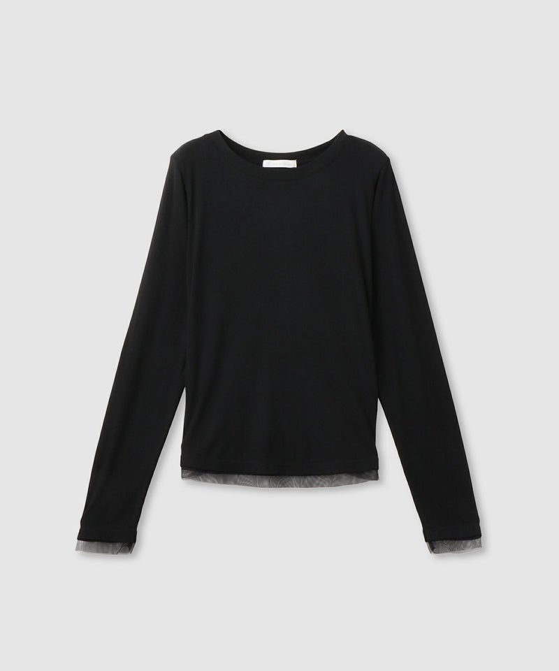 milli de l'air  チュールトリムテレコ長袖Tシャツ レディース メール便 対応商品商品画像-2