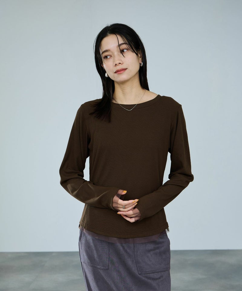 milli de l'air  チュールトリムテレコ長袖Tシャツ レディース メール便 対応商品商品画像-4