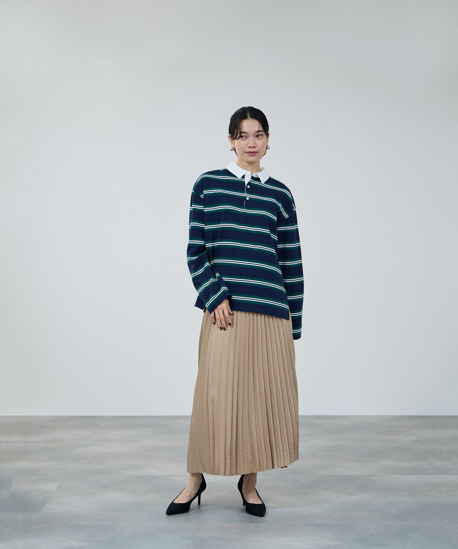 milli de l'air イレギュラーボーダーラガーシャツ レディース