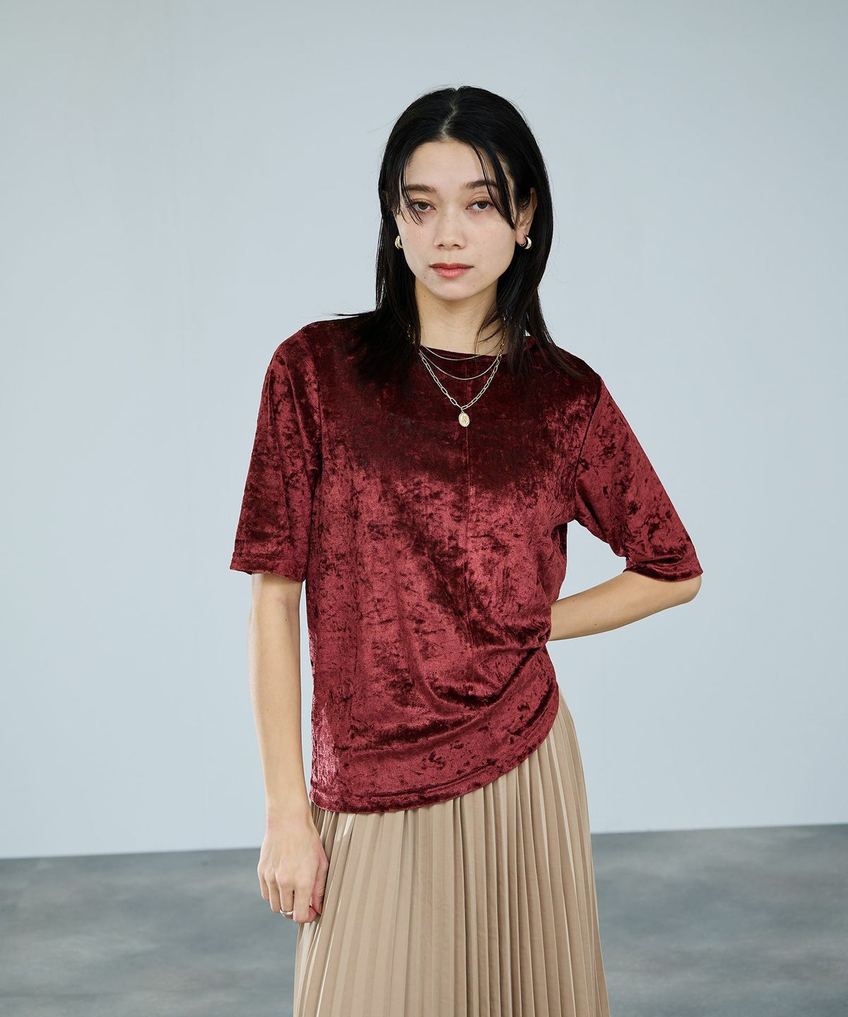 milli de l'air シアーベロアハーフスリーブTシャツ レディース メール便 対応商品