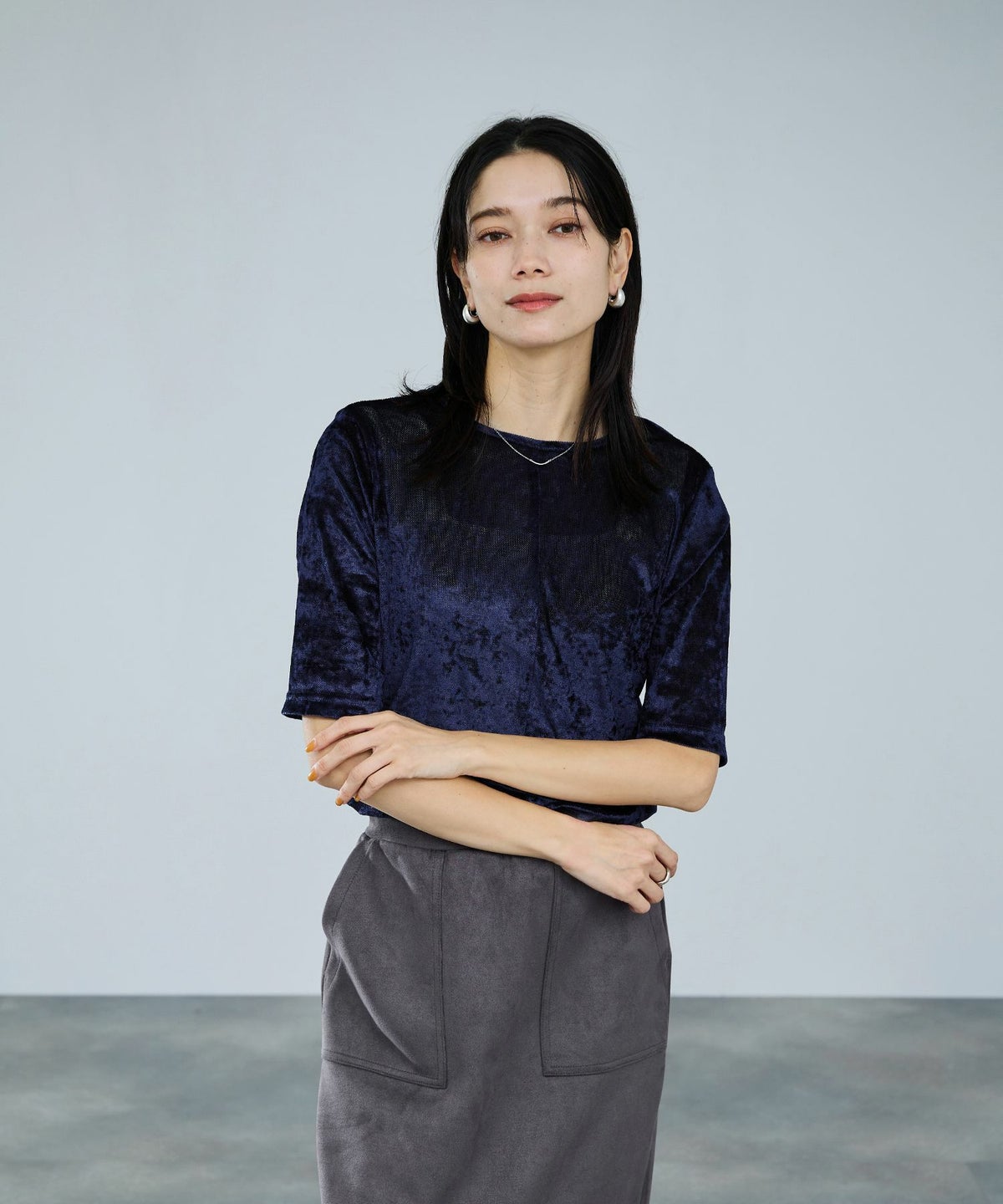 milli de l'air シアーベロアハーフスリーブTシャツ レディース メール便 対応商品