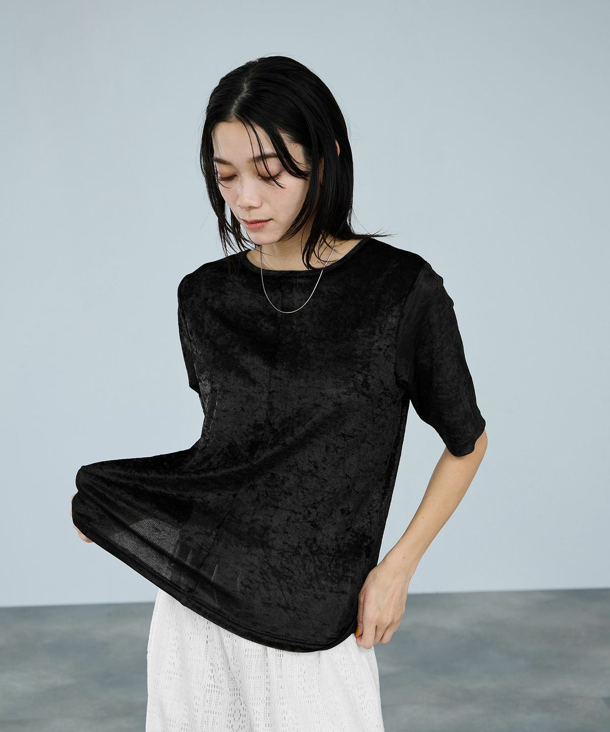 milli de l'air シアーベロアハーフスリーブTシャツ レディース メール便 対応商品