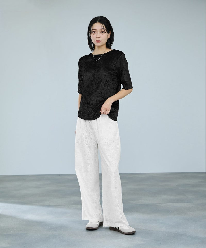 milli de l'air シアーベロアハーフスリーブTシャツ レディース メール便 対応商品商品画像-9