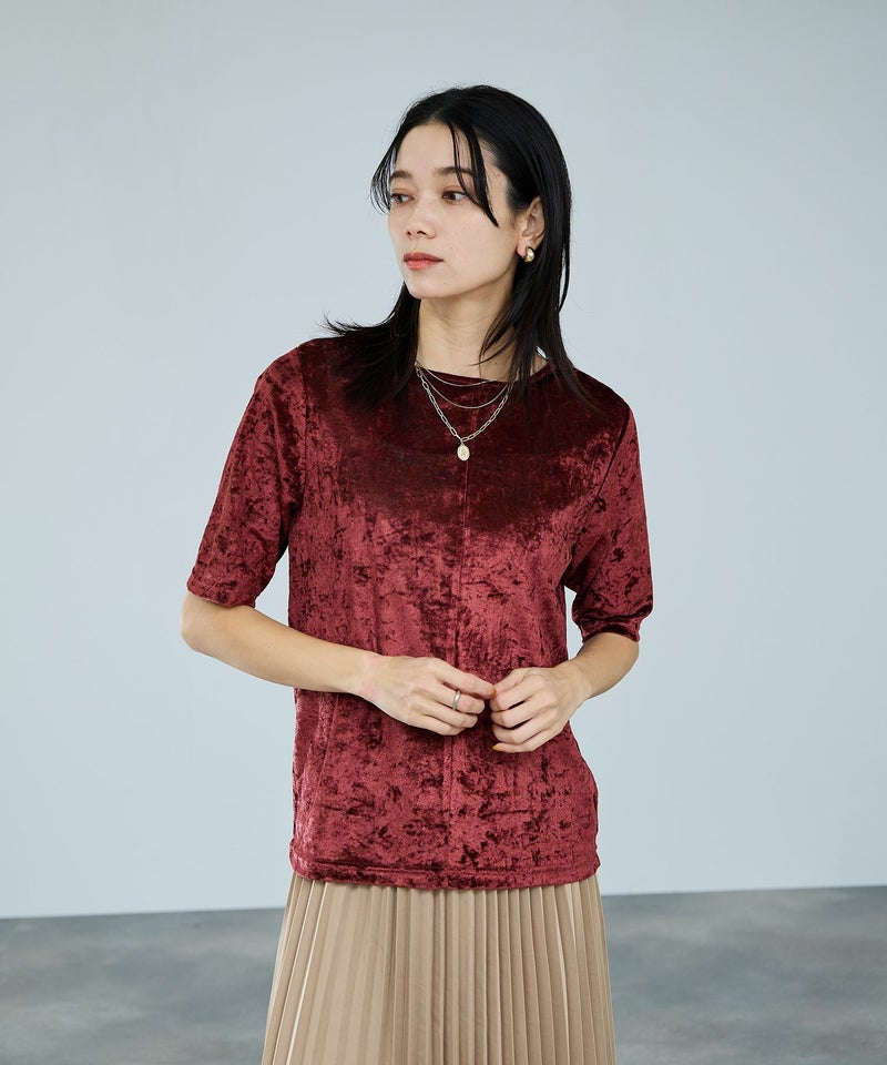 milli de l'air シアーベロアハーフスリーブTシャツ レディース メール便 対応商品商品画像-11