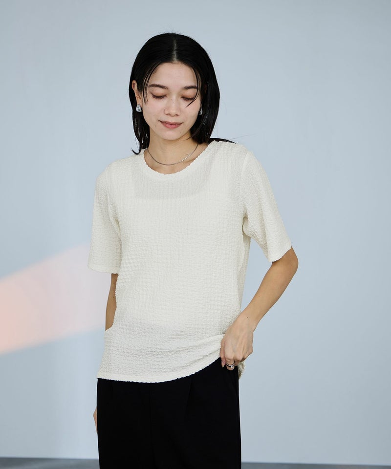 milli de l'air シュリンクジャージー5分袖カットソー レディース メール便 対応商品商品画像-2