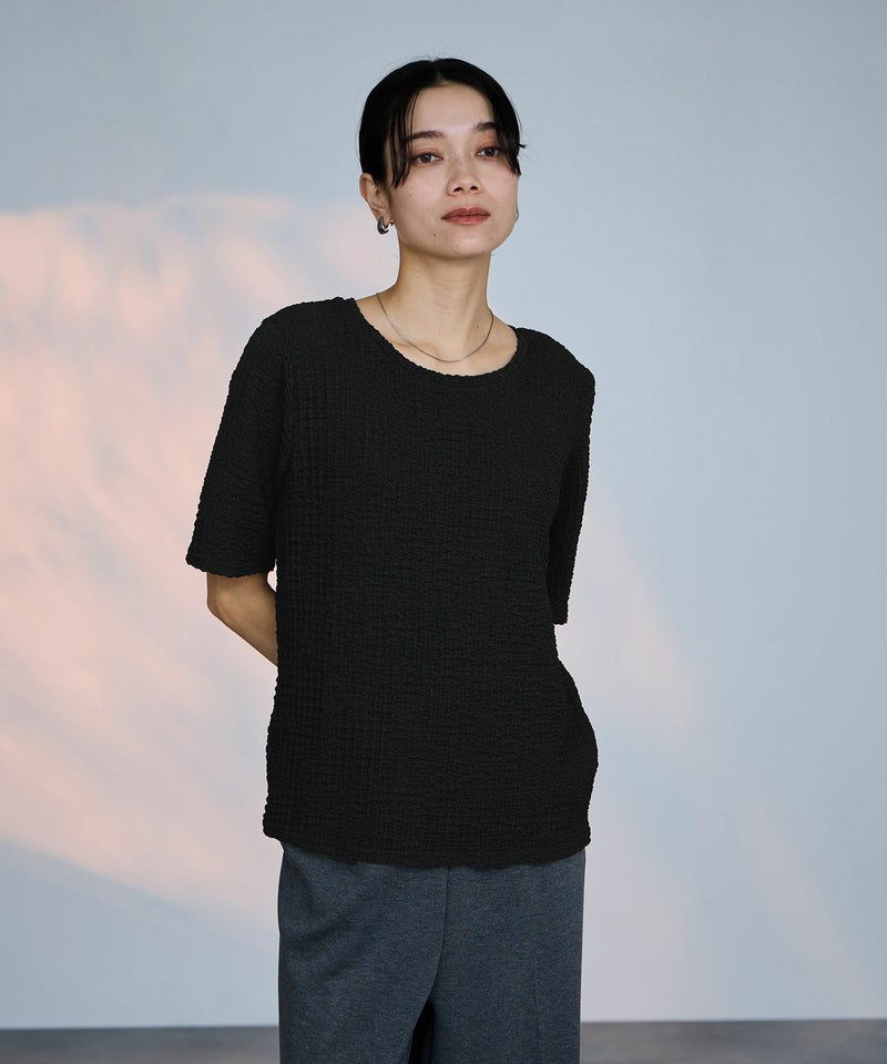 milli de l'air シュリンクジャージー5分袖カットソー レディース メール便 対応商品商品画像-3