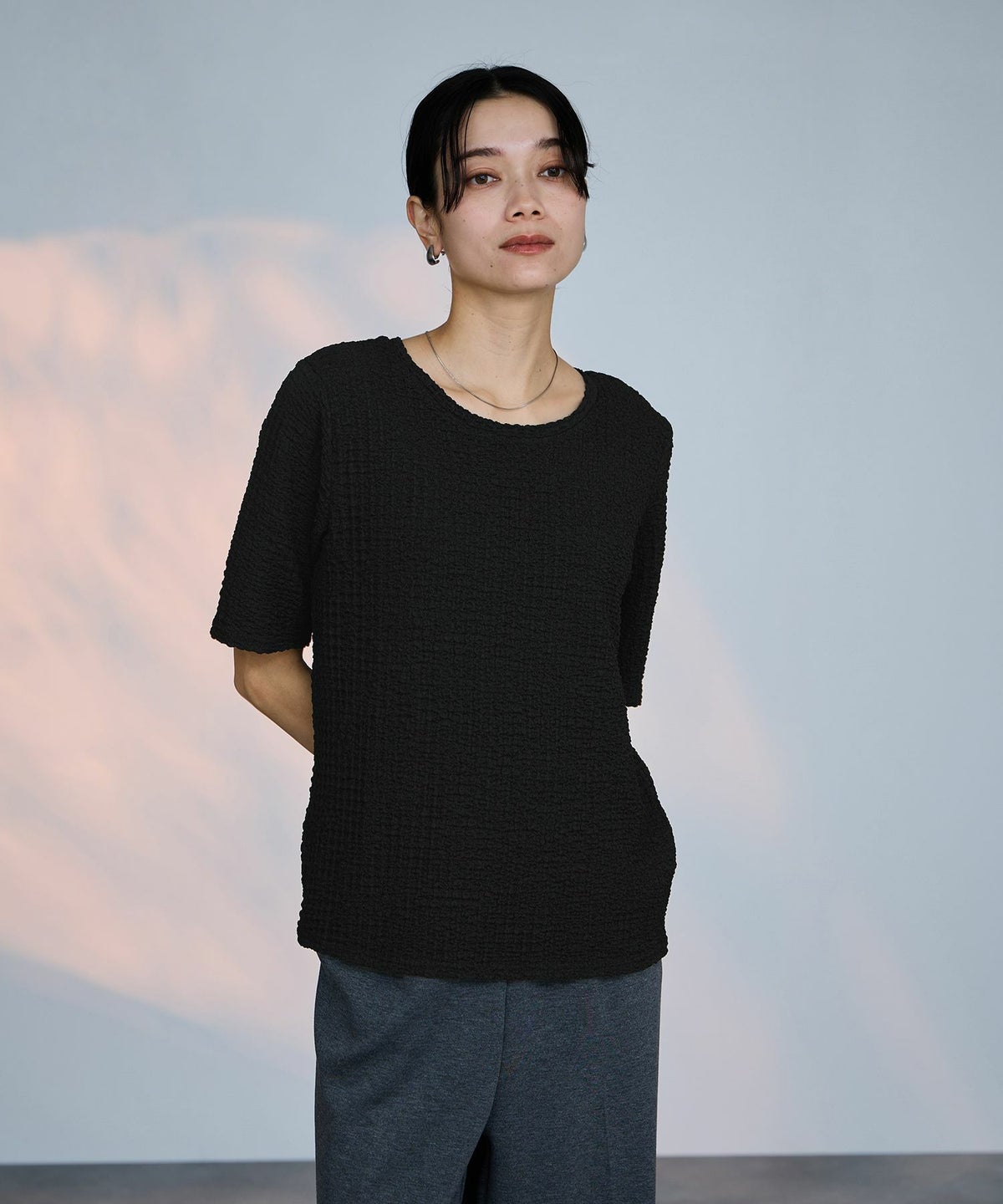 milli de l'air シュリンクジャージー5分袖カットソー レディース メール便 対応商品