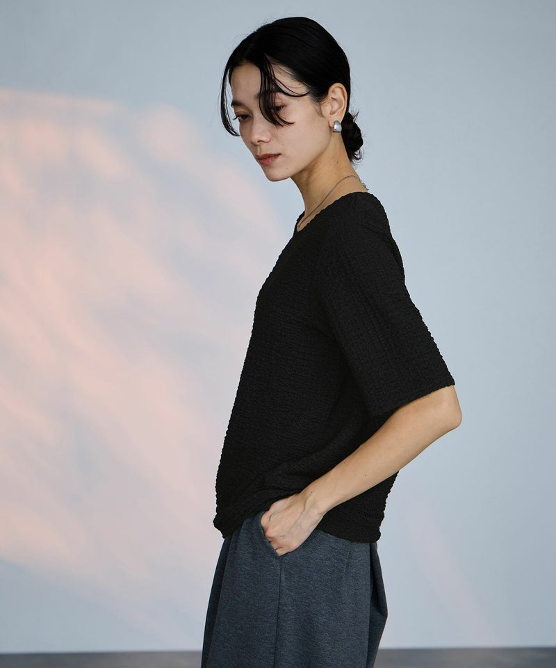 milli de l'air シュリンクジャージー5分袖カットソー レディース メール便 対応商品商品画像-4