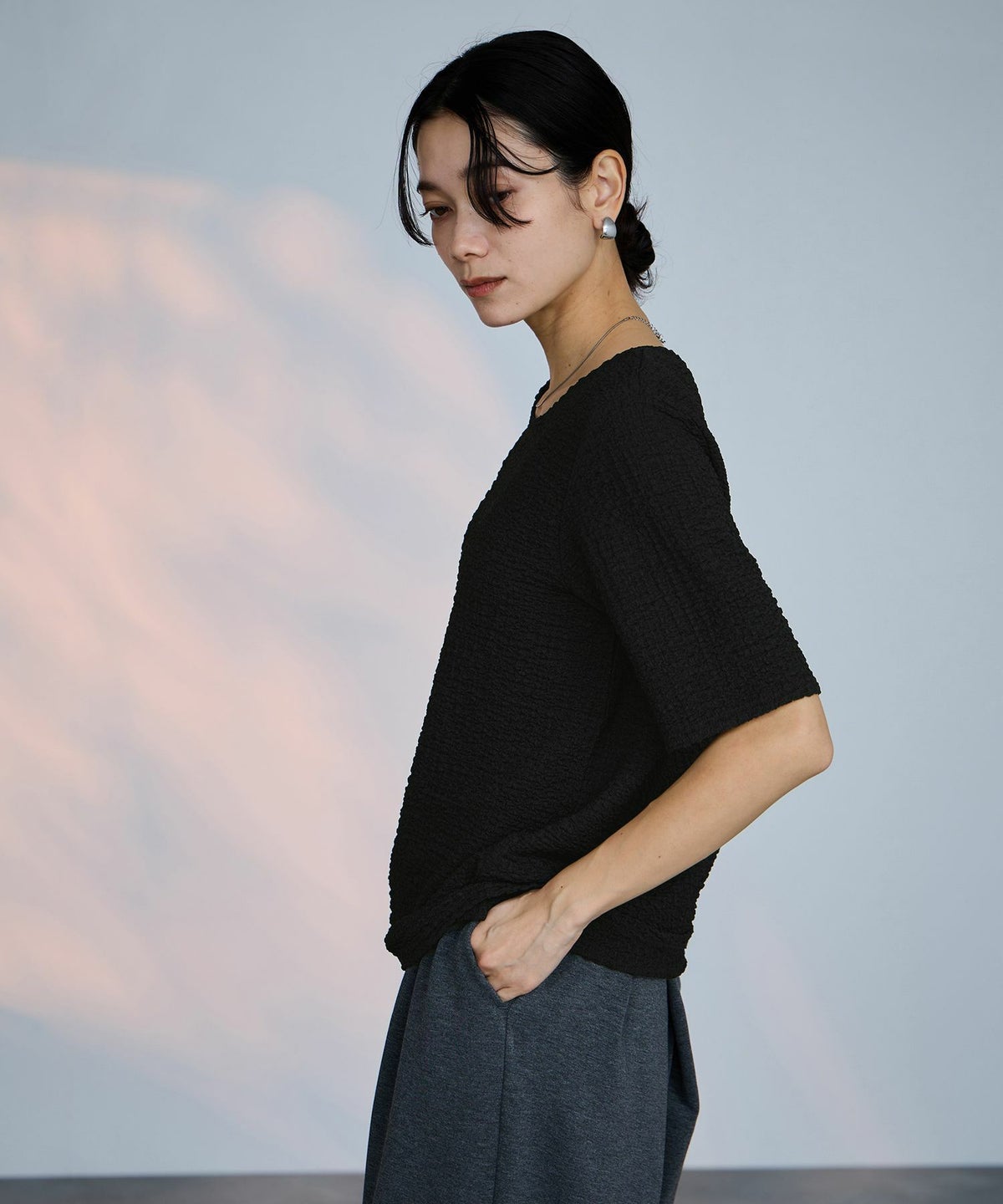 milli de l'air シュリンクジャージー5分袖カットソー レディース メール便 対応商品