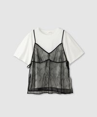  Idnes Tシャツ×レースキャミソールセット レディース