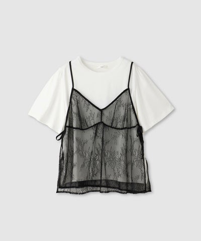  Idnes Tシャツ×レースキャミソールセット レディース
