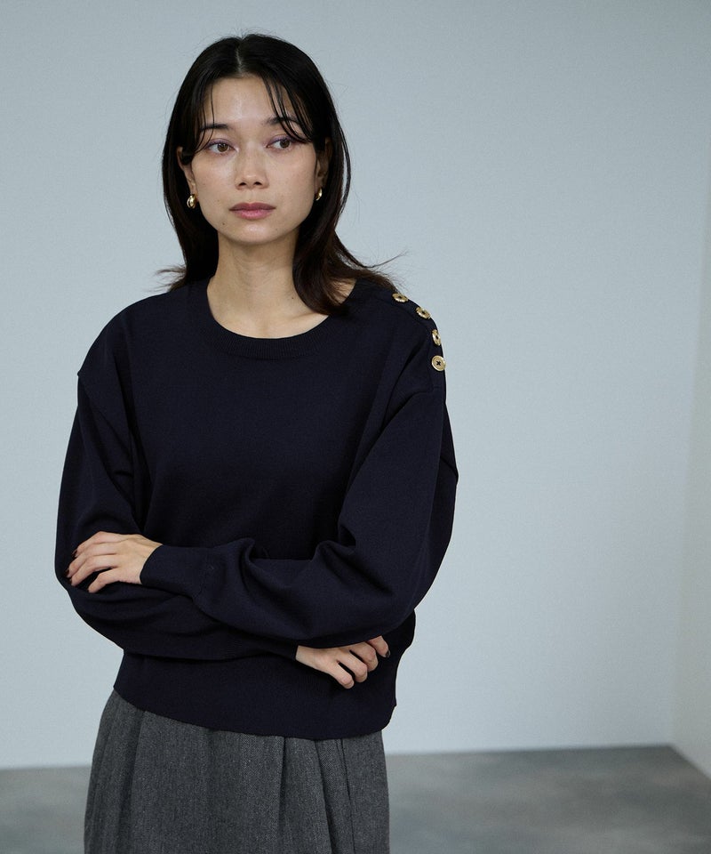 [期間限定knit]milli de l'air  ソフトレッチボタンプルオーバー レディース商品画像-1