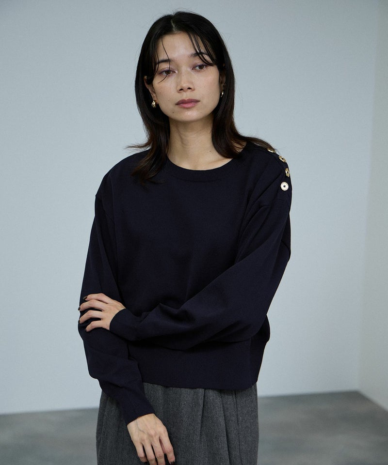 [期間限定knit]milli de l'air  ソフトレッチボタンプルオーバー レディース商品画像-5