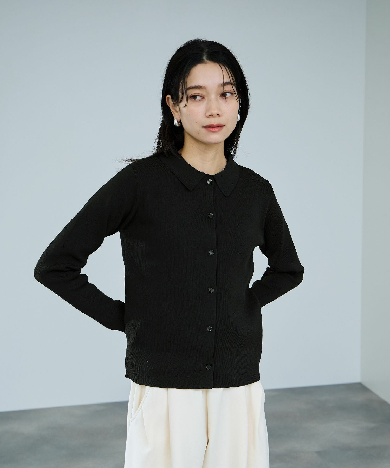 milli de l'air ソフトレッチポロカーディガン レディース