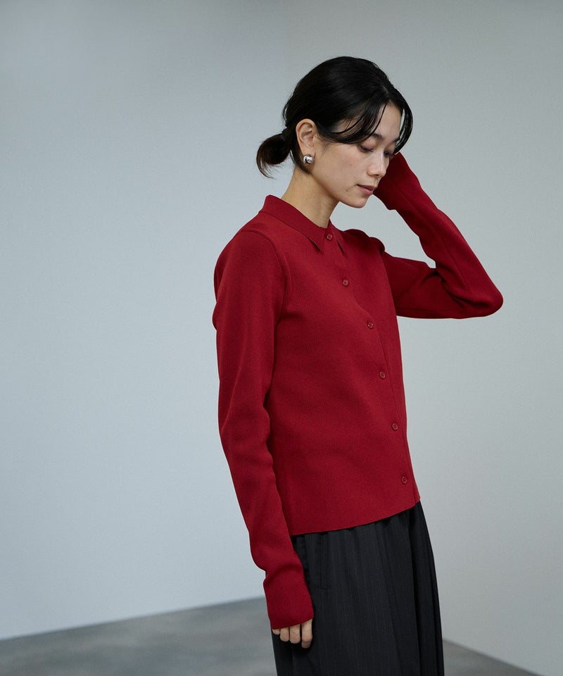 [期間限定knit]milli de l'air  ソフトレッチポロカーディガン レディース商品画像-6