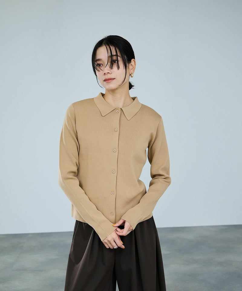 [期間限定knit]milli de l'air  ソフトレッチポロカーディガン レディース商品画像-13