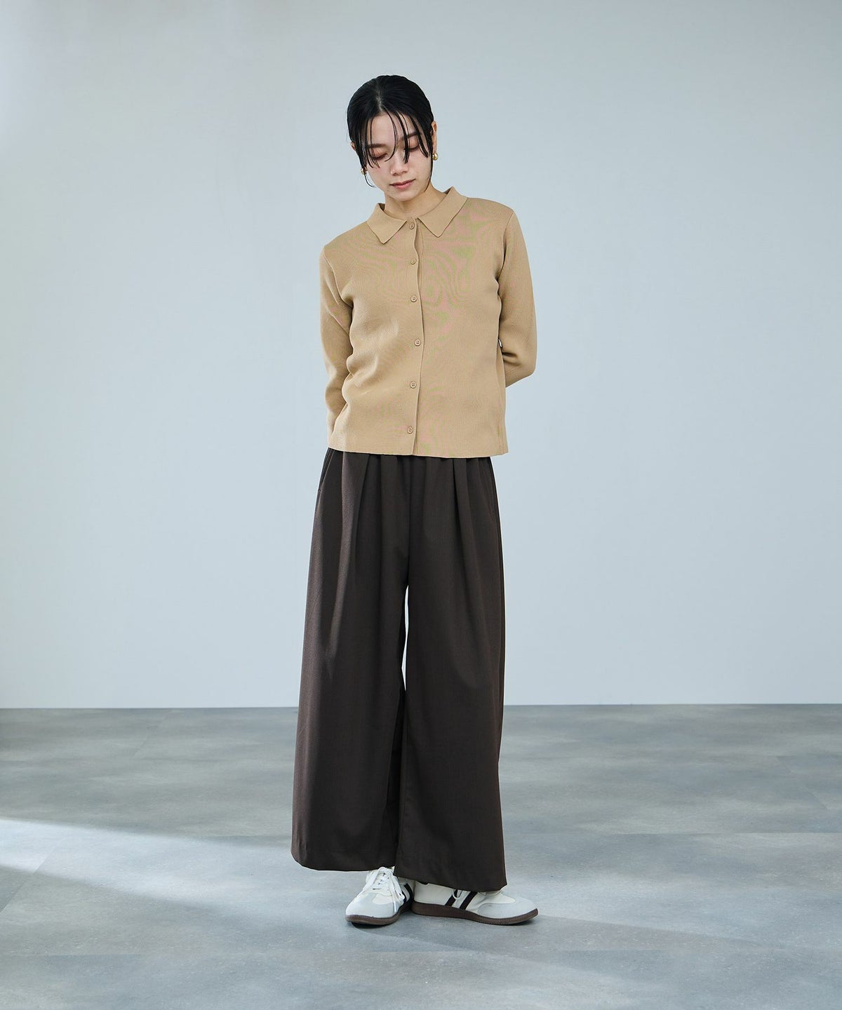 milli de l'air ソフトレッチポロカーディガン レディース