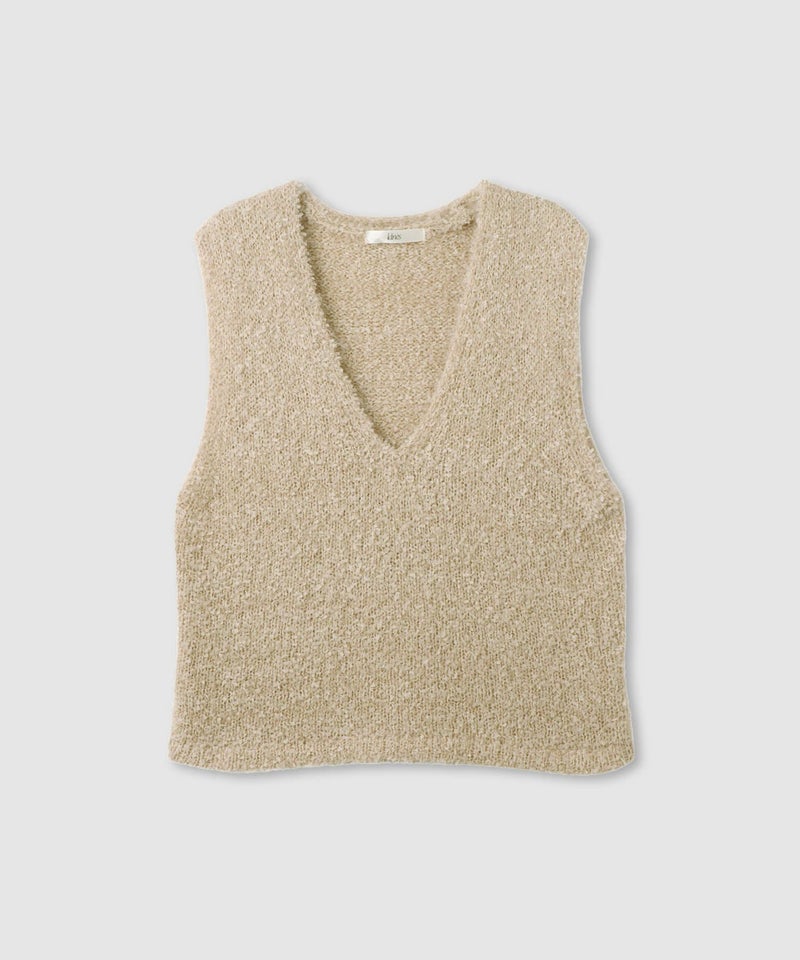 [期間限定knit]Idnes  チュール×フェザーニットベスト レディース商品画像-1