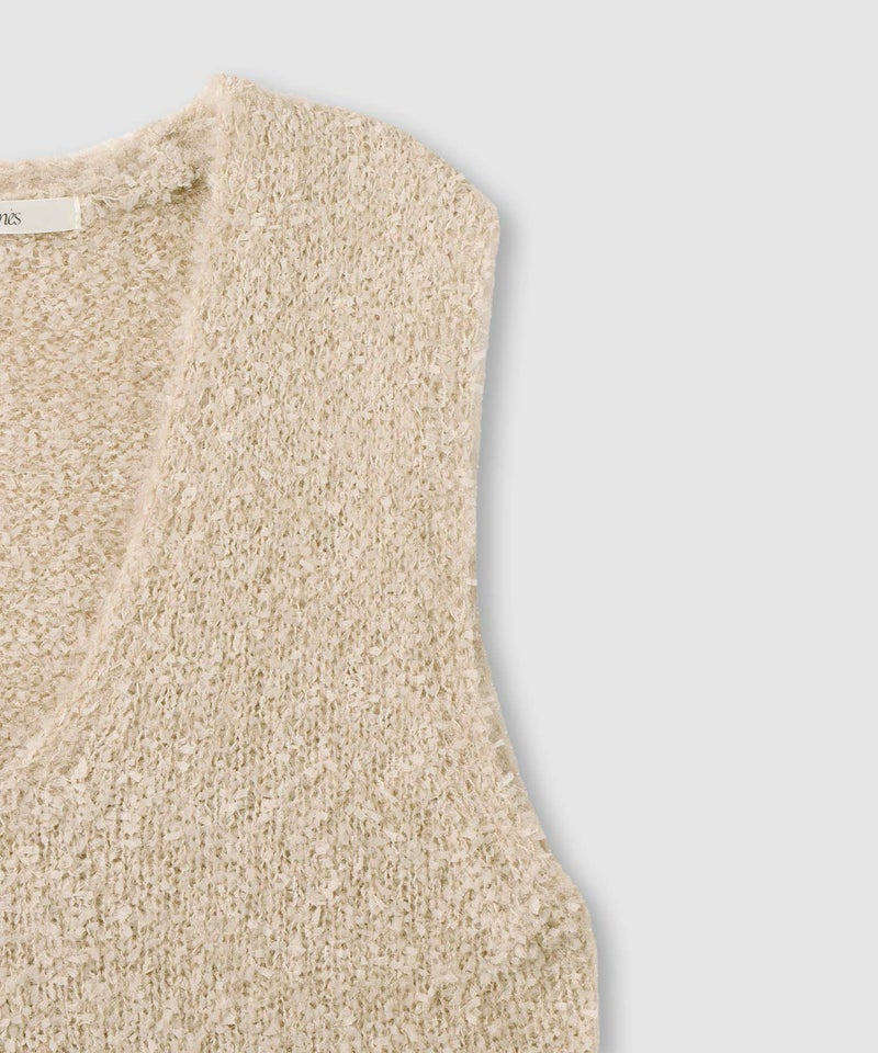 [期間限定knit]Idnes  チュール×フェザーニットベスト レディース商品画像-6