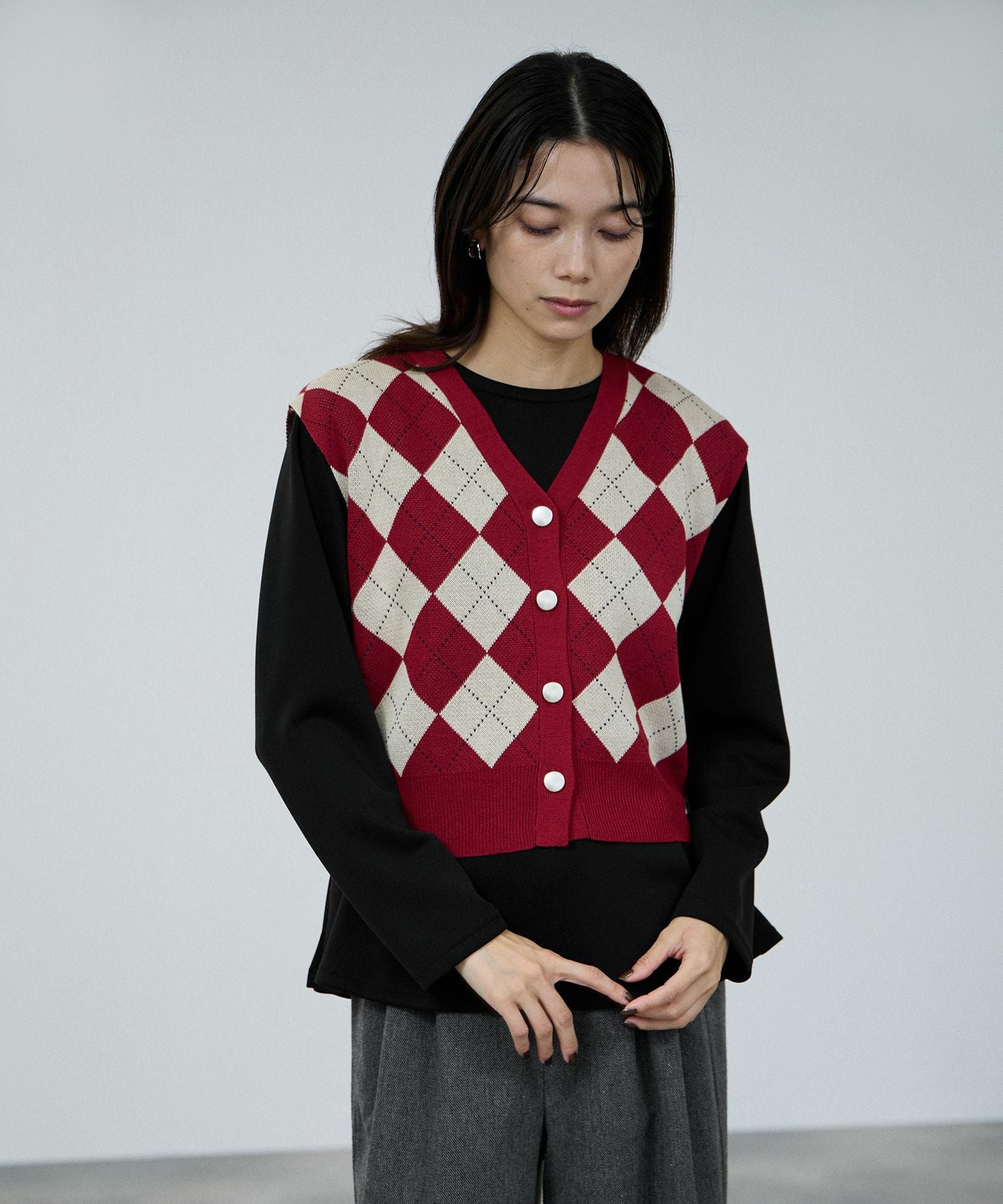 milli de l'air ニット前開きベスト レディース