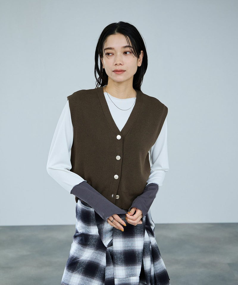 milli de l'air ニット前開きベスト レディース商品画像-4
