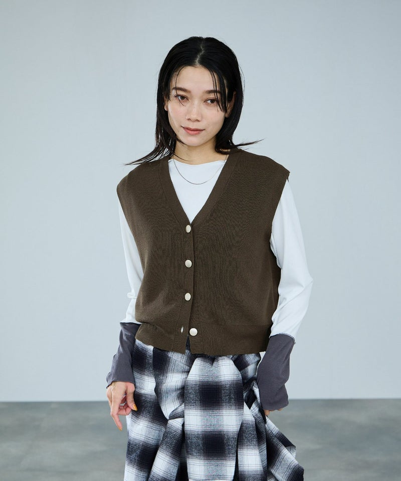 [期間限定knit]milli de l'air  ニット前開きベスト レディース商品画像-8