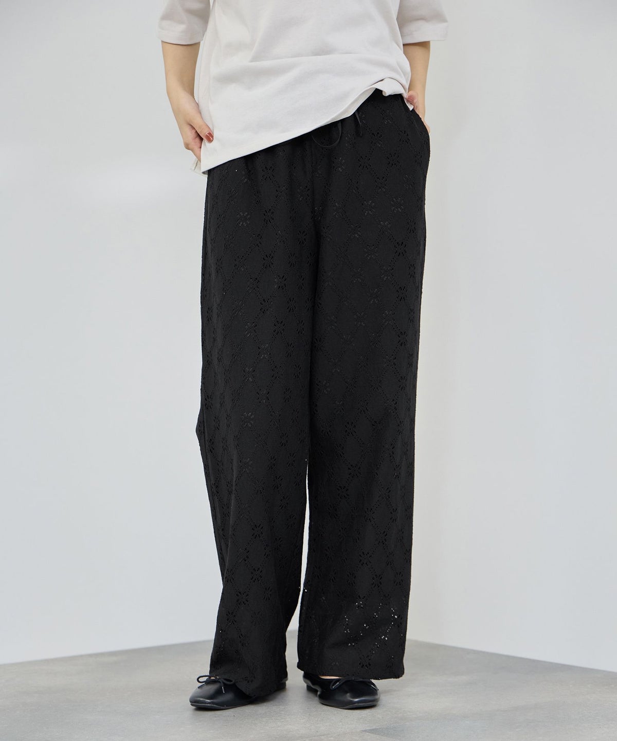 [ボトムス20%OFF]Idnes レースイージーパンツ レディース