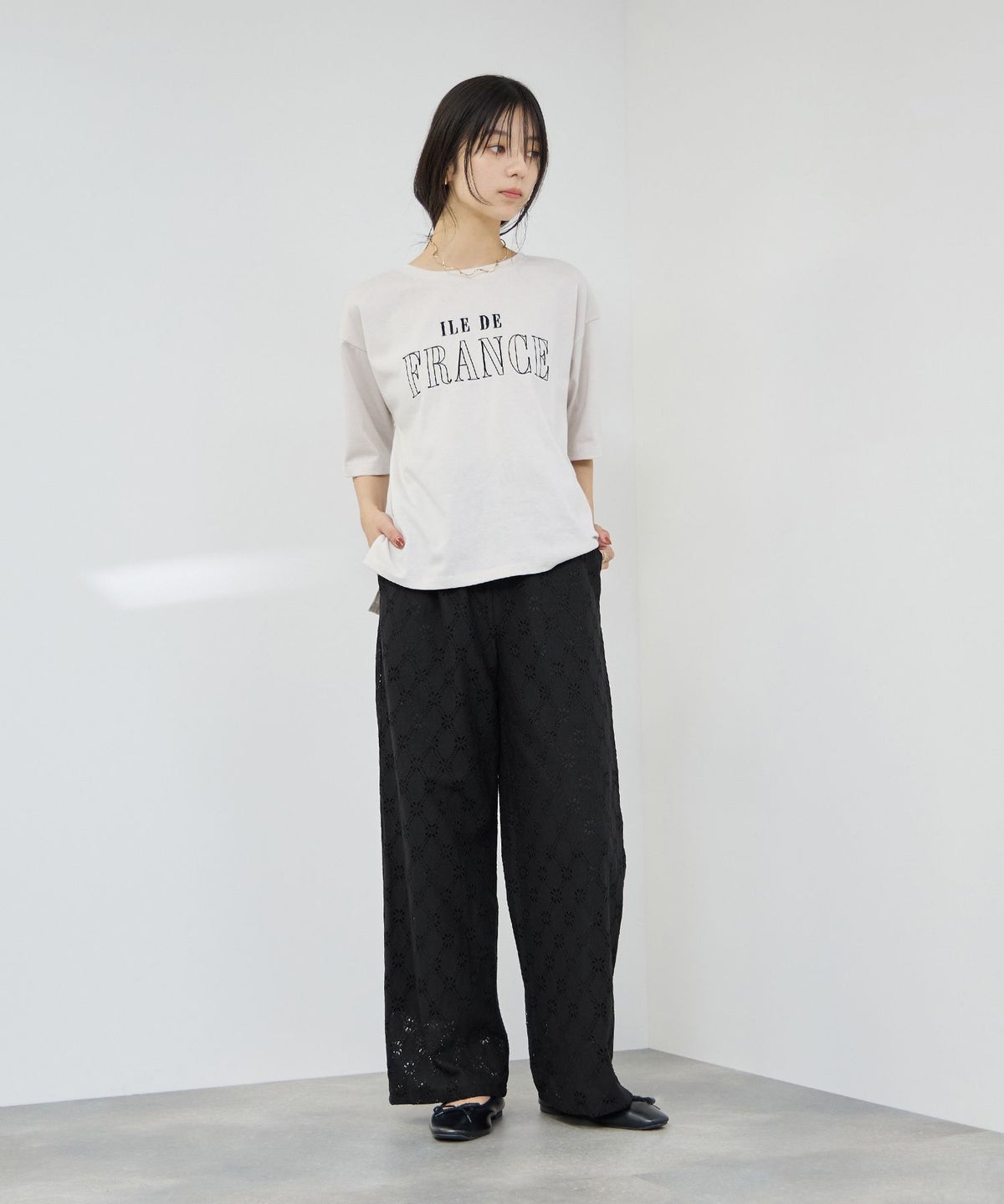 [ボトムス20%OFF]Idnes レースイージーパンツ レディース