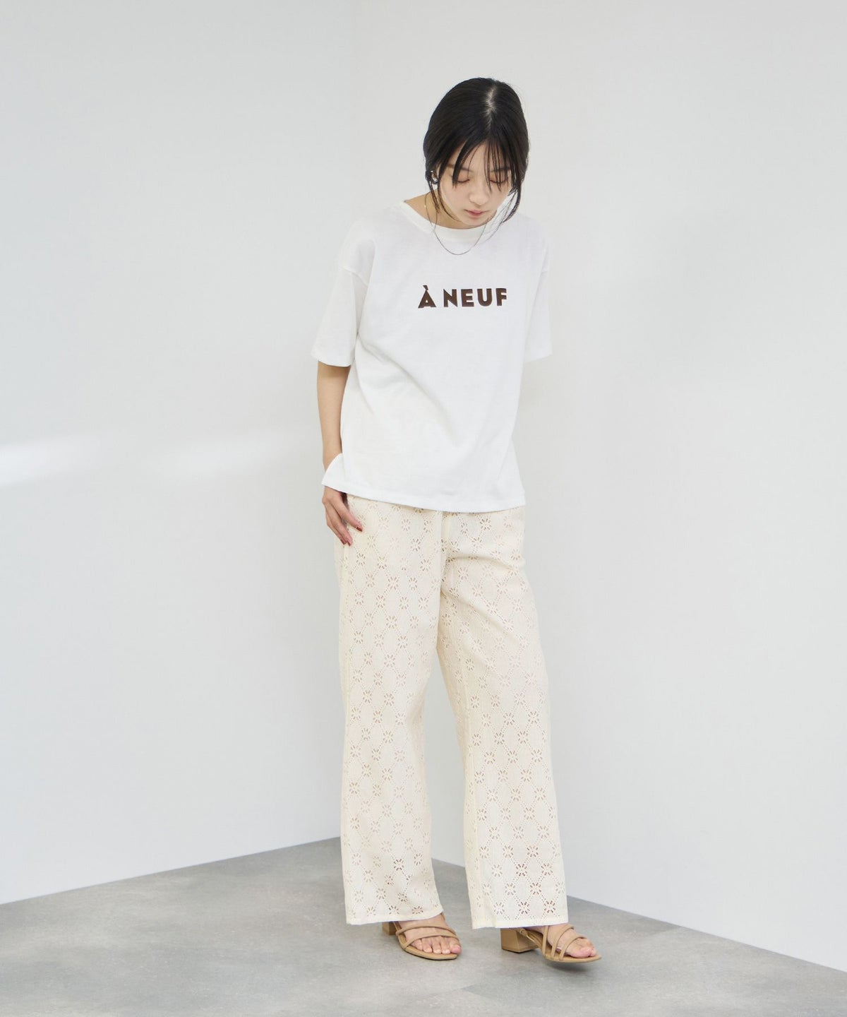 [ボトムス20%OFF]Idnes レースイージーパンツ レディース
