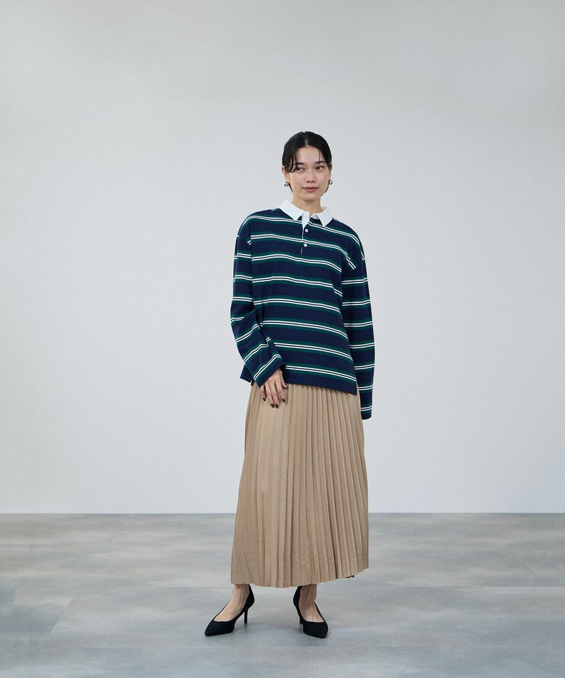 milli de l'air サテンストレッチプリーツスカート レディース商品画像-6