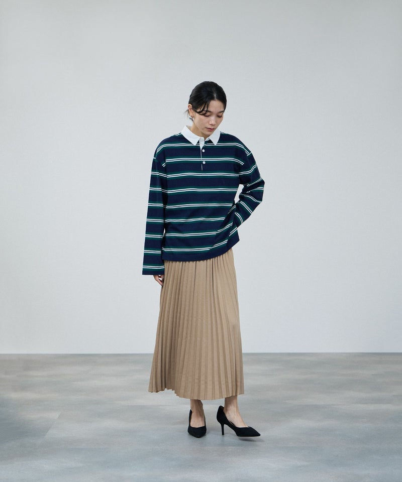 milli de l'air サテンストレッチプリーツスカート レディース商品画像-7